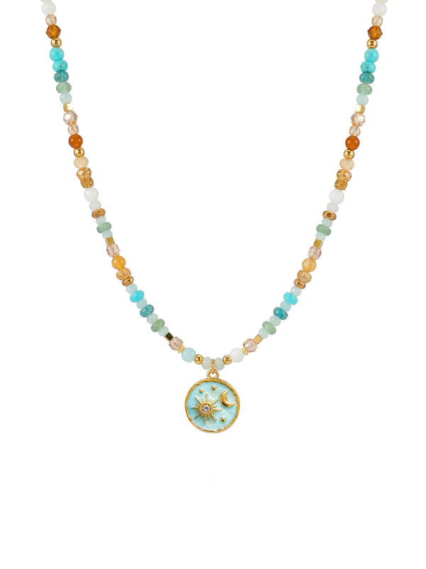 Kette Mosaico Turchese – Bunte Perlen mit Medaillon