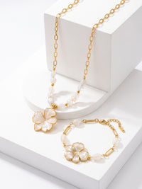 Schmuckset Flor Alba – Kette & Armband mit Blüten – XLSL02 – Ansicht 1