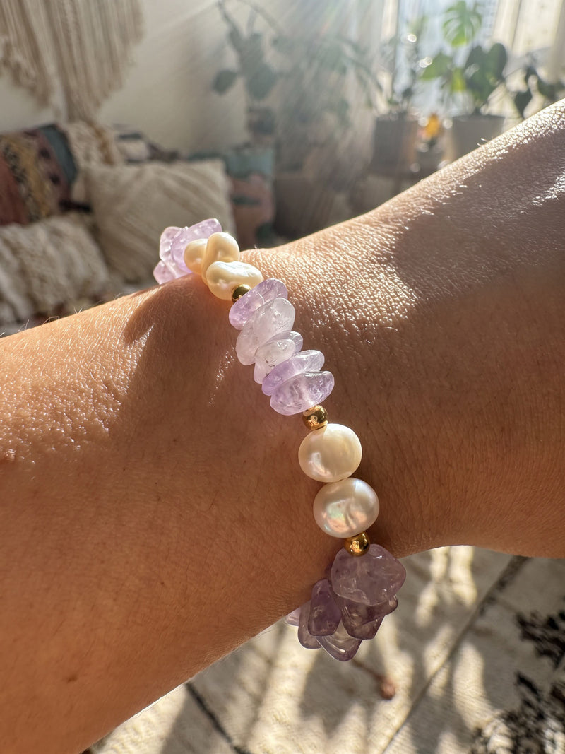 Armband Perlenmeer Amethyst – Detailansicht