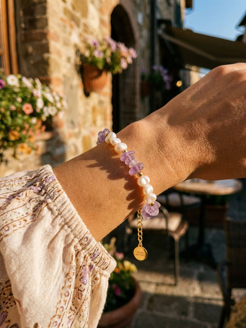 Armband Perlenmeer Amethyst – Nahaufnahme