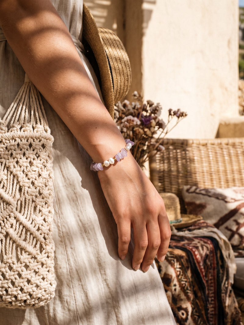 Armband Perlenmeer Amethyst – Lifestyle-Foto