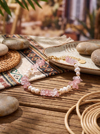 Armband Perlenmeer Erdbeerquarz – Nahaufnahme