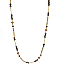 Kette Beigebraun Naturstein – Produktbild auf weissem Hintergrund, Naturstein Halskette, Boho Schmuck