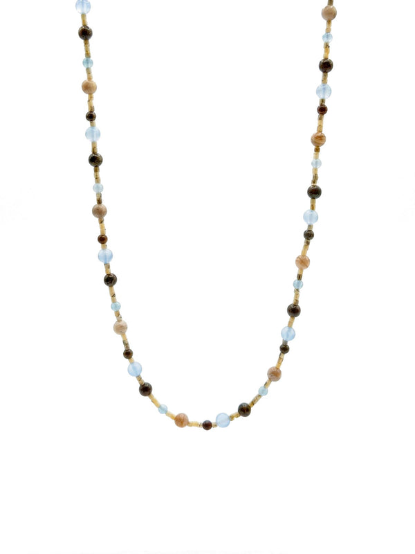 Kette Blaubraun Naturstein – Produktbild auf weissem Hintergrund, Naturstein Halskette, Boho Schmuck