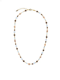 Kette Blaubraun Naturstein – Produktbild auf weissem Hintergrund, Naturstein Halskette, Boho Schmuck