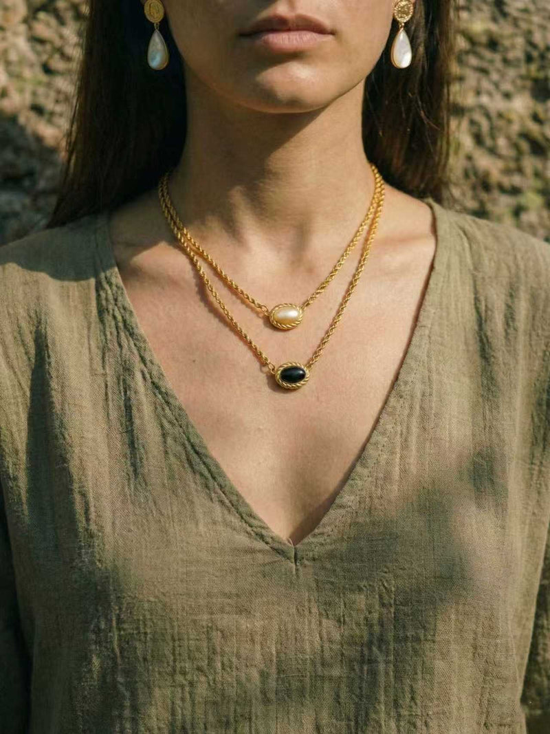 Yin Yang Glow - Zweiteilige Kette mit Opalstein