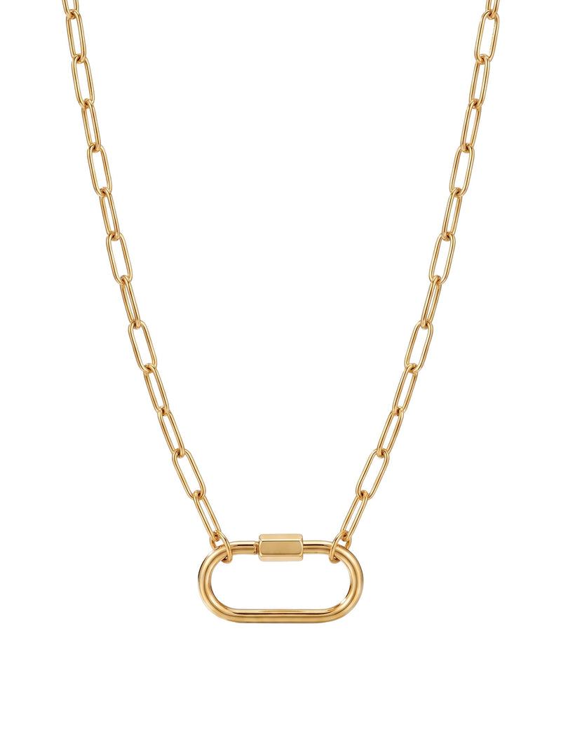 Charm-Kette Carabiner in Gold vor weißem Hintergrund