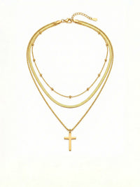 Devotion Kette – 18K vergoldete Layering-Kette mit schlichtem Kreuz, verschiedene Kettenstile