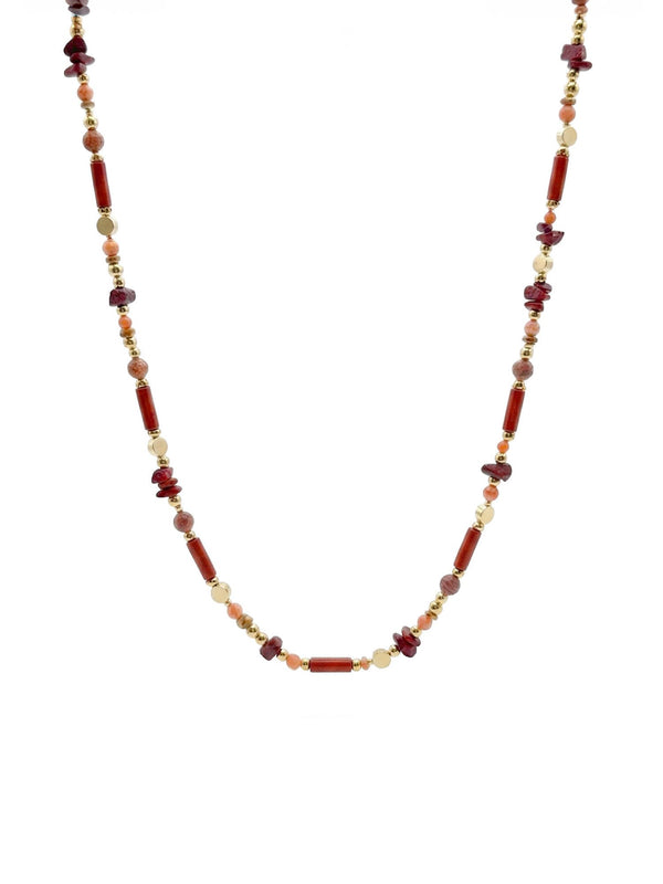Kette Gelber Jaspis Rot – Produktbild auf weissem Hintergrund, Naturstein Halskette, Boho Schmuck