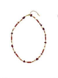 Kette Gelber Jaspis Rot – Produktbild auf weissem Hintergrund, Naturstein Halskette, Boho Schmuck