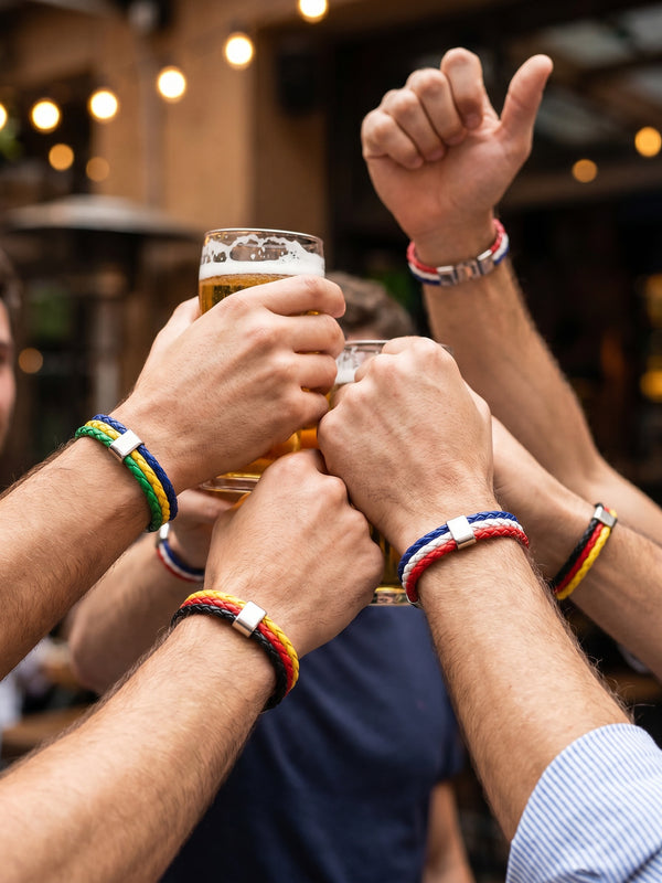 Armband WM 2026 – Geflochtenes Leder Fan Armband mit Nationalflagge