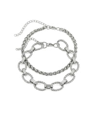 Iron Embrace Herrenarmband Detailansicht – Edelstahl, Silber