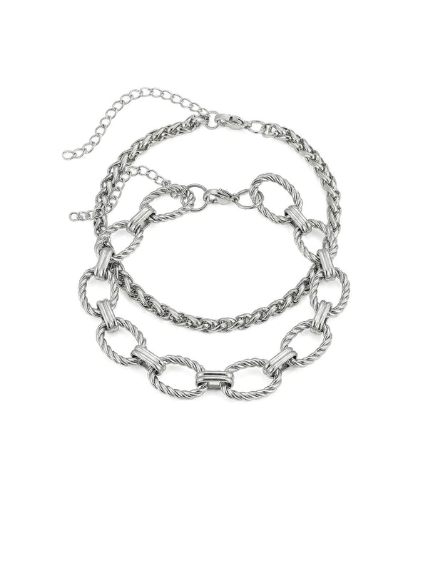 Iron Embrace Herrenarmband Detailansicht – Edelstahl, Silber