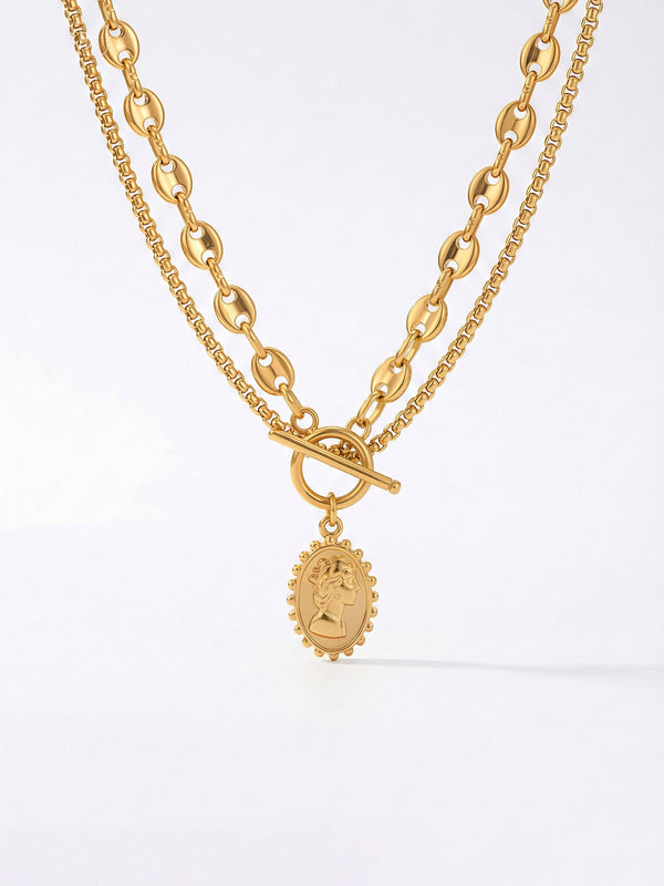 Kamee Layering Kette 01 – auf weissem Hintergrund