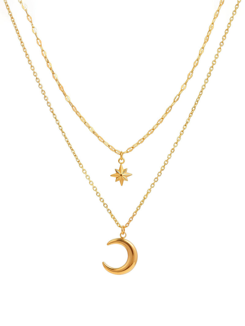 Kette Mond & Stern Kette Gold Produktbild auf weissem Hintergrund – 18K vergoldet