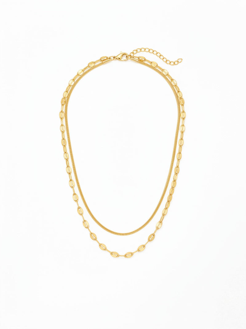 Kette Schlangenkette Kette Gold Produktbild Gesamtansicht auf weissem Hintergrund – 18K vergoldet