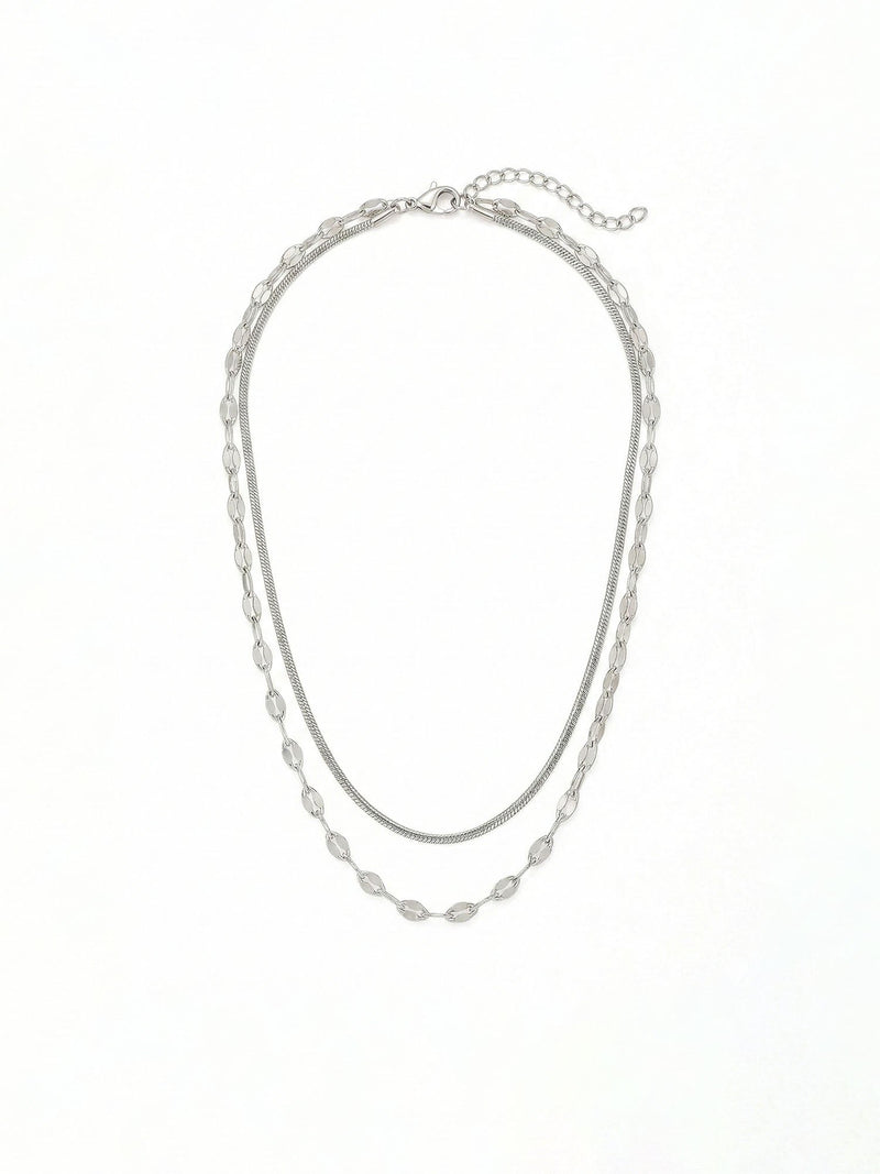 Kette Schlangenkette Kette Silber Produktbild Gesamtansicht auf weissem Hintergrund – Edelstahl