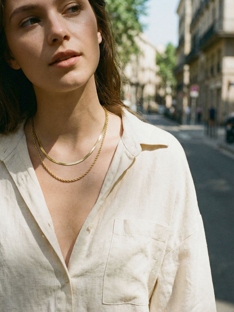 Kette Seil & Schlange Kette Gold Detailansicht – 18K vergoldet