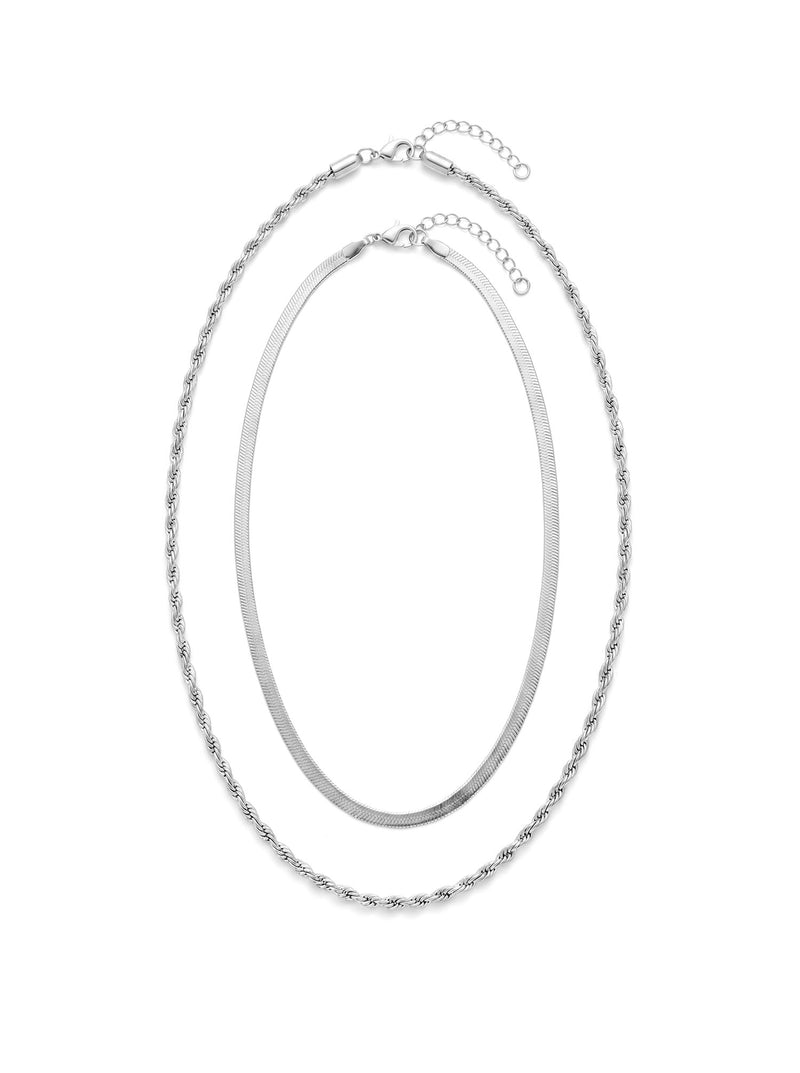 Kette Seil & Schlange Kette Silber Produktbild Gesamtansicht auf weissem Hintergrund – Edelstahl