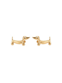 Ohrringe Little Dackel – Dackel Ohrstecker mit Zirkonia, 18K vergoldet – weißer Hintergrund