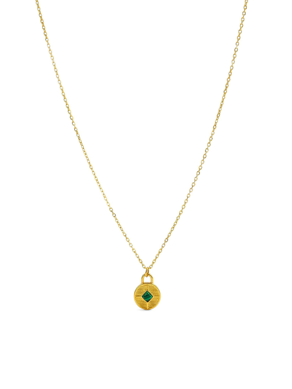 Kette Malachit Anhaenger – Produktbild auf weissem Hintergrund, Naturstein Halskette, Boho Schmuck