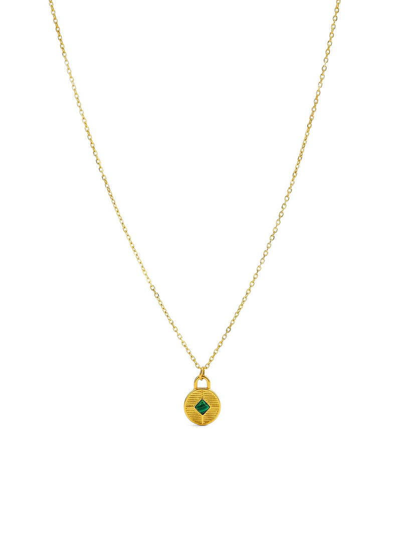 Kette Malachit Anhaenger – Produktbild auf weissem Hintergrund, Naturstein Halskette, Boho Schmuck