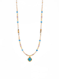 Marea Blu – Boho Steinkette mit Blau-Cabochon Anhänger – Detail 2