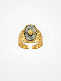 Mystic Relic Moos-Achat-Ring Gold Produktbild auf weissem Hintergrund