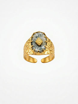 Mystic Relic – Breiter Ring mit Moos-Achat