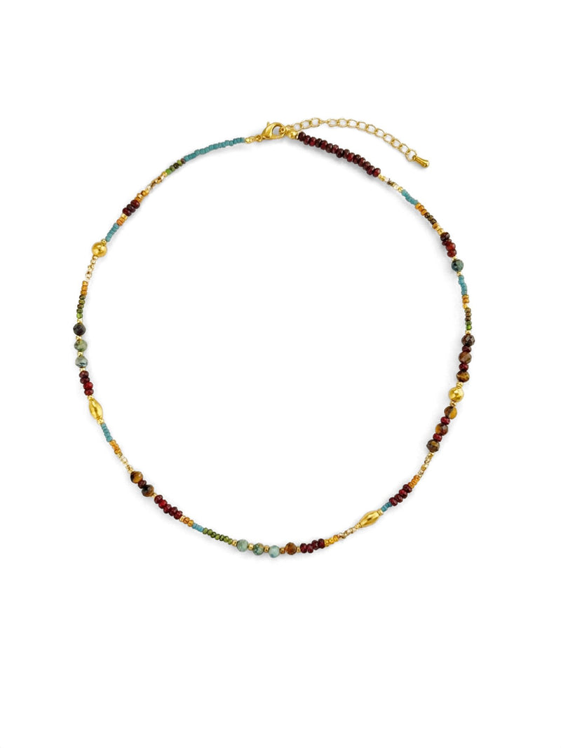 Kette Naturstein Klassisch – Produktbild auf weissem Hintergrund, Naturstein Halskette, Boho Schmuck