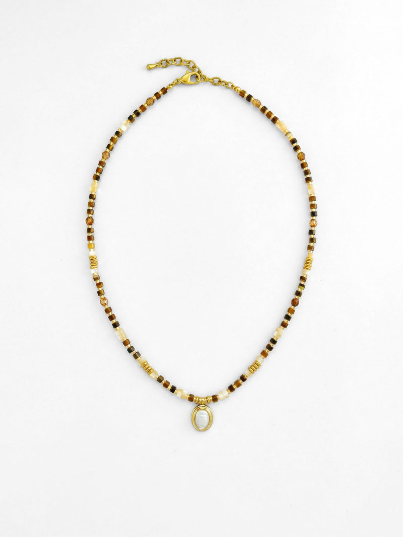 Oasis Natursteinkette – Produktbild auf weissem Hintergrund, Naturstein Halskette, Boho Schmuck