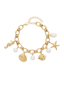 Ocean Treasure – Meeres-Charm Armband mit Süßwasserperlen