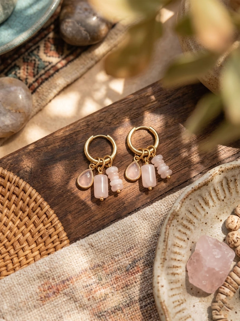 Ohrringe Blossom Quartz Mix – Detailansicht
