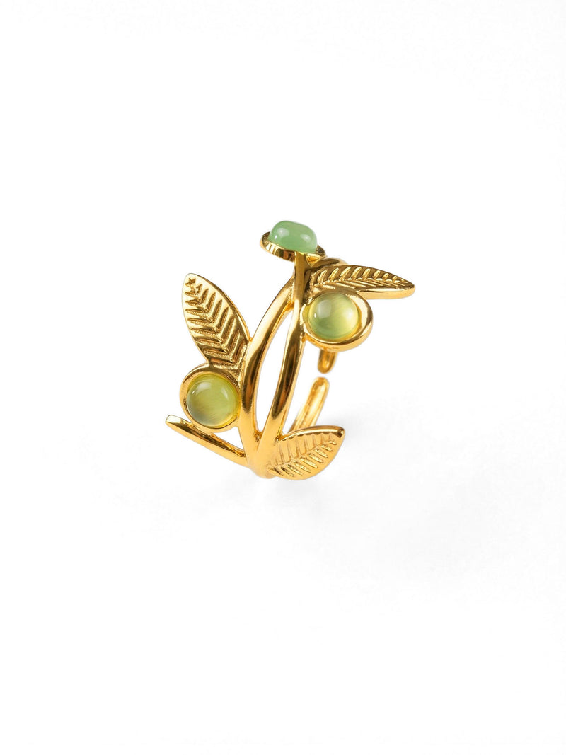 Olive Branch Blaetterring Gold Produktbild auf weissem Hintergrund