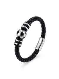 Armband Pallone Nero – Fußball Leder Armband Herren – Produktbild 1
