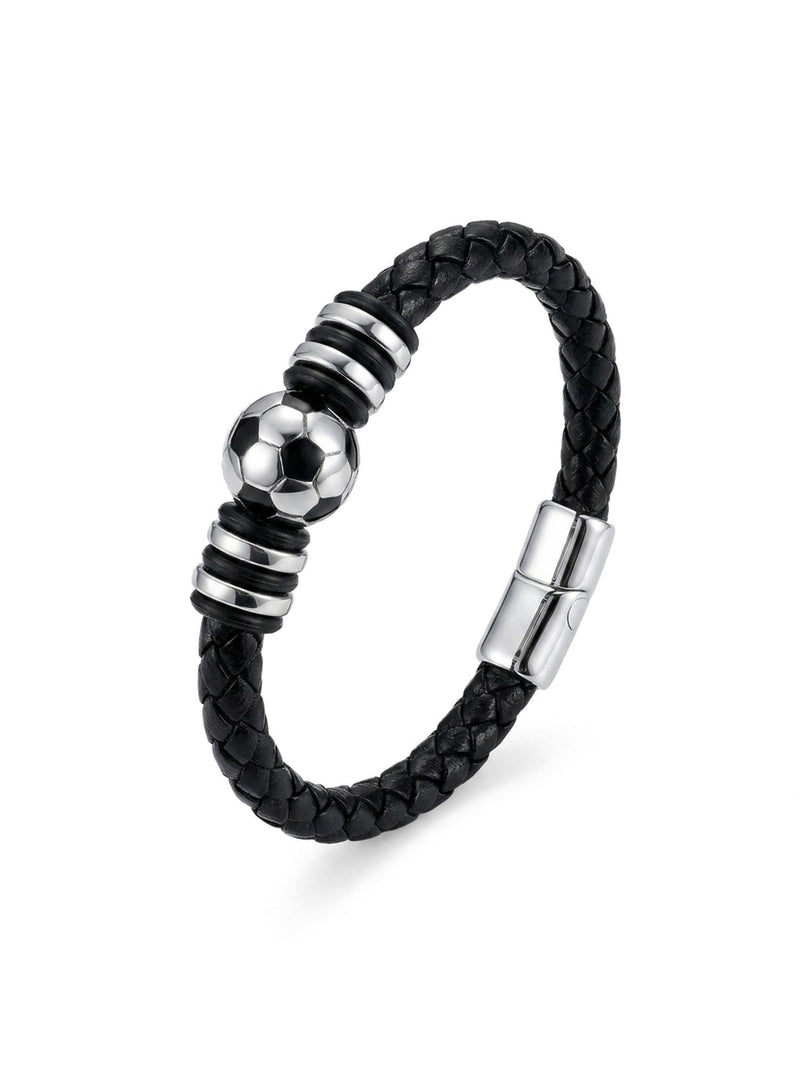 Armband Pallone Nero – Fußball Leder Armband Herren – Produktbild 1