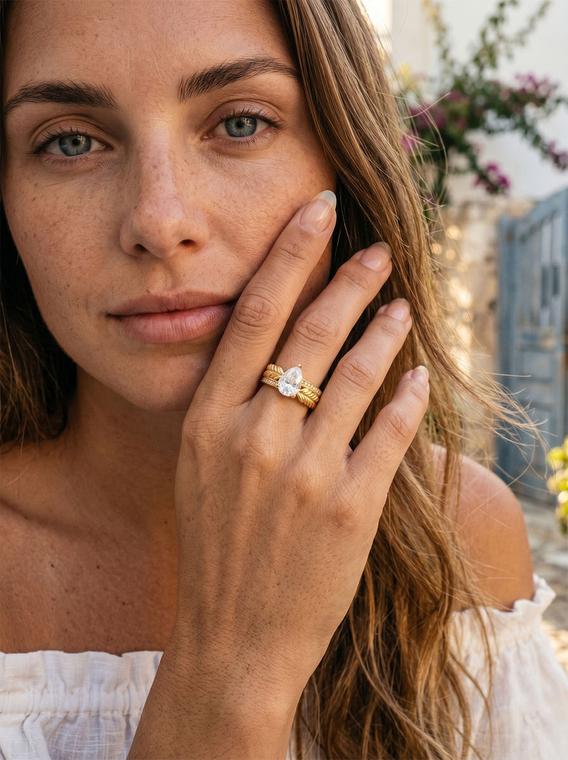 Ring Angelo – Feder & Kristall – Detailansicht