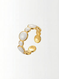 Goldener Ring Aurora Calma - eleganter Damenring mit mehreren Perlmutt Steinen