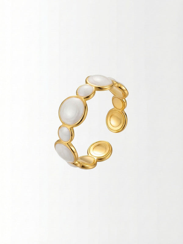Goldener Ring Aurora Calma - eleganter Damenring mit mehreren Perlmutt Steinen