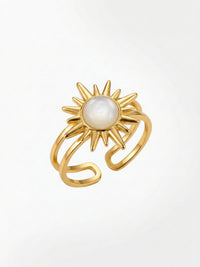 Ring Aurora Sole Gold mit Perlmutt - 18K vergoldeter Sonnenring - Nemomatheo Schmuck