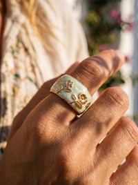 Ring Émaille Floral – Blüten-Émaille Mint – Detailansicht