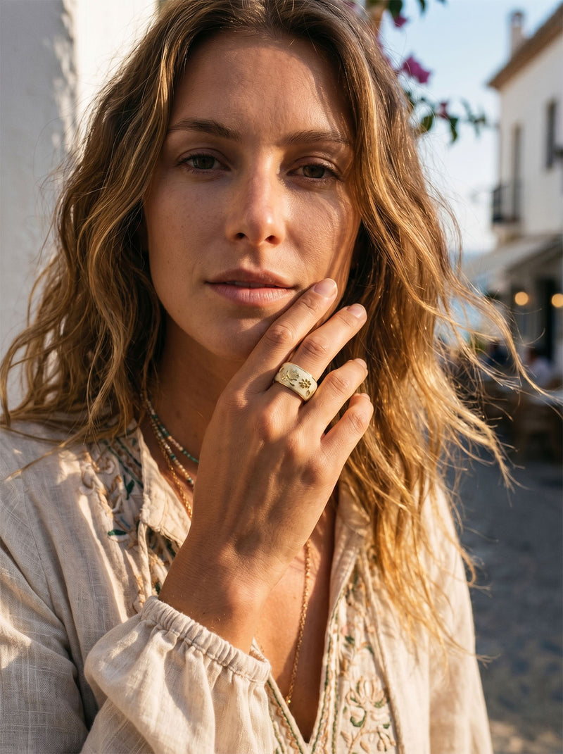 Ring Émaille Floral – Blüten-Émaille Mint – Nahaufnahme