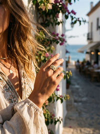 Ring Émaille Floral – Blüten-Émaille Mint – Lifestyle-Foto