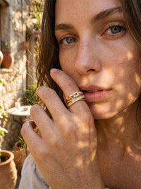 Ring Link Architect – Urbane Doppelkette Gold – Detailansicht