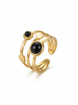 Ring Obsidiana – Dreifach-Bandring mit Stein