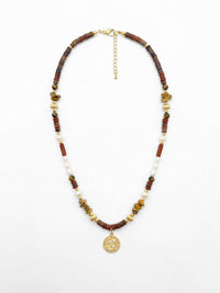 Kette Roter Jaspis Perlen – Produktbild auf weissem Hintergrund, Naturstein Halskette, Boho Schmuck