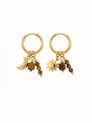 Boucles d'oreilles créoles asymétriques Soleil et Lune