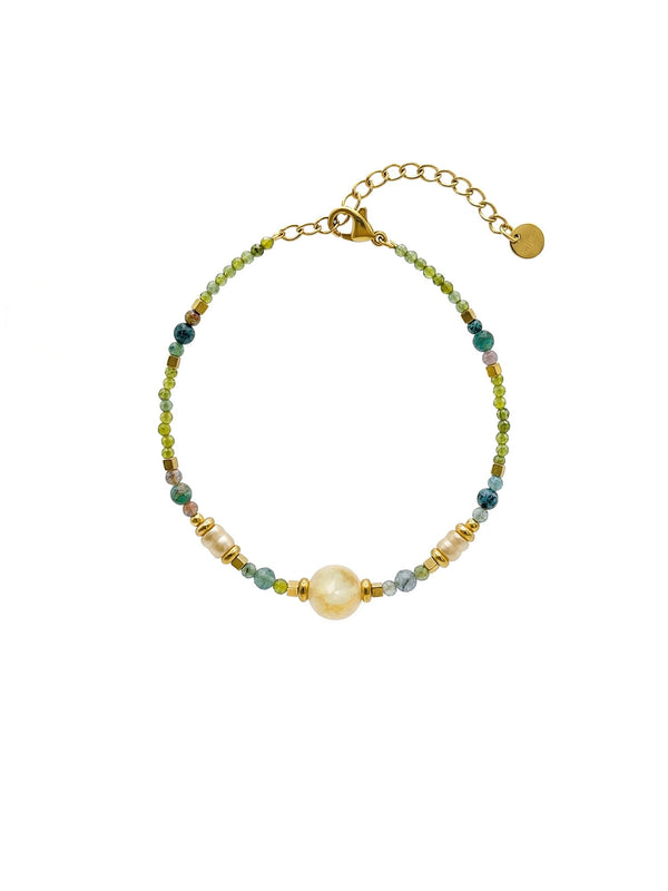 Spring Elixir Armband Produktbild auf weissem Hintergrund – Edelstahl, Gruen/Gelb/Gold