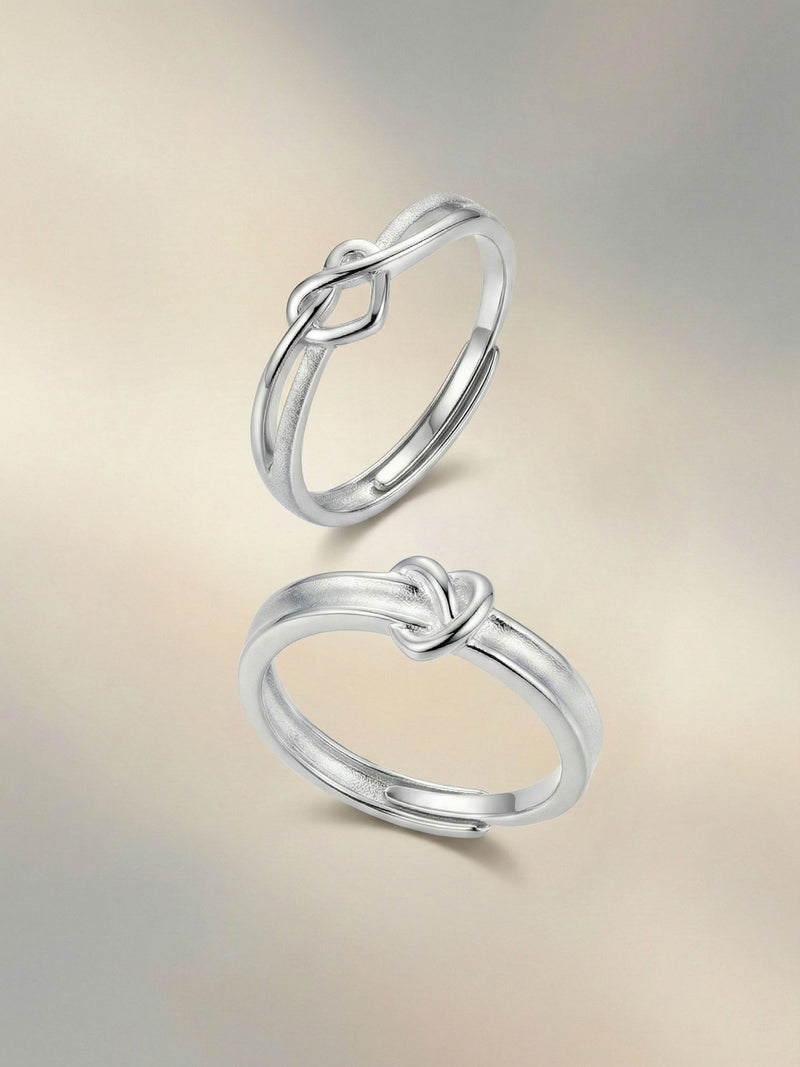 Still Connected Silber-Partnerring-Set Lifestyle - elegante 925 Silber Eheringe mit Knotendesign
