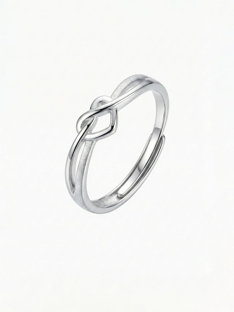 Still Connected Partnerring fuer Ihn - 925 Silber Ring mit Knotendesign, verstellbar, maskulines Design